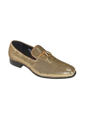 After Midnight 6759 Men’s Gold Sequin Loafers Dress Shoes Formal Slip-On